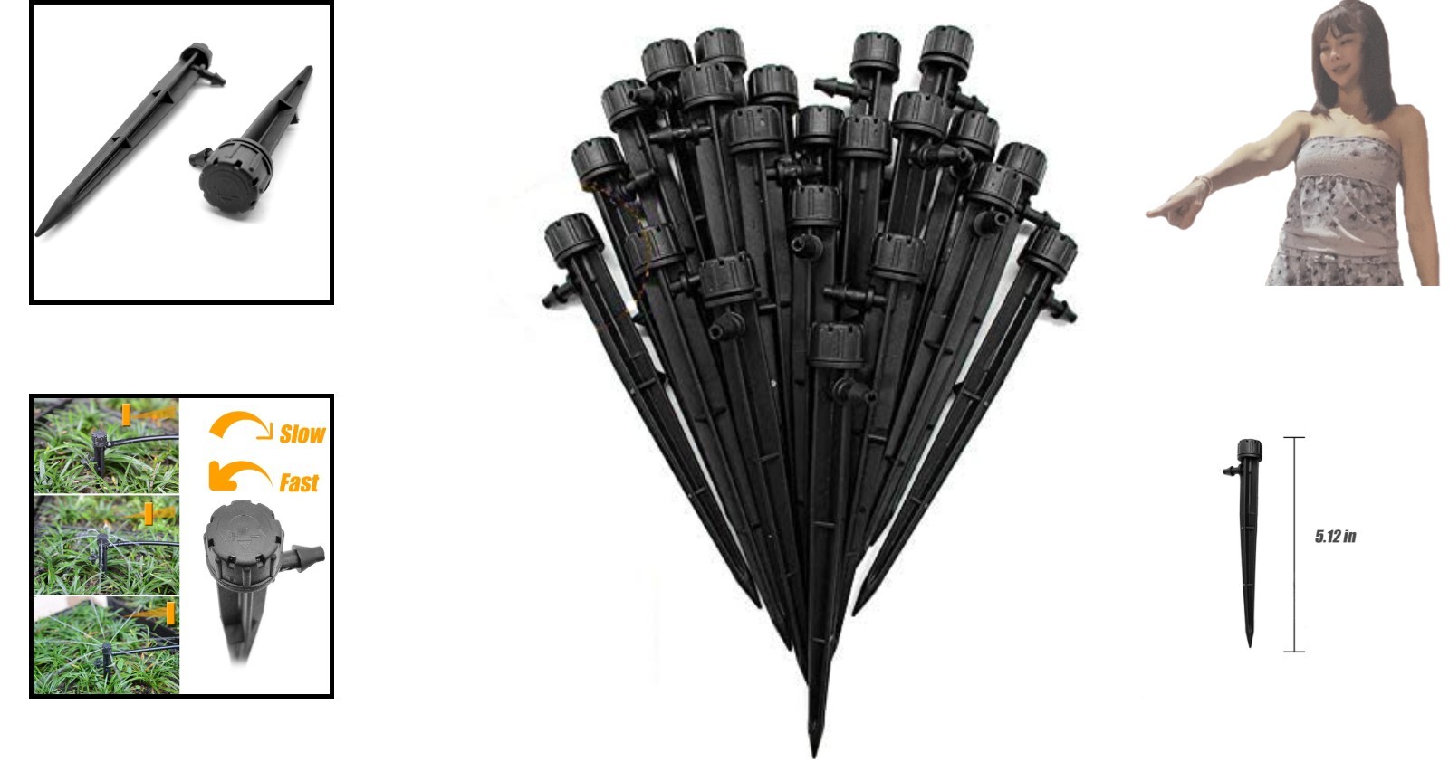 50PCS Adjustable Irrigation Drippers for 4/7mm Tubes - Efficient Water Control