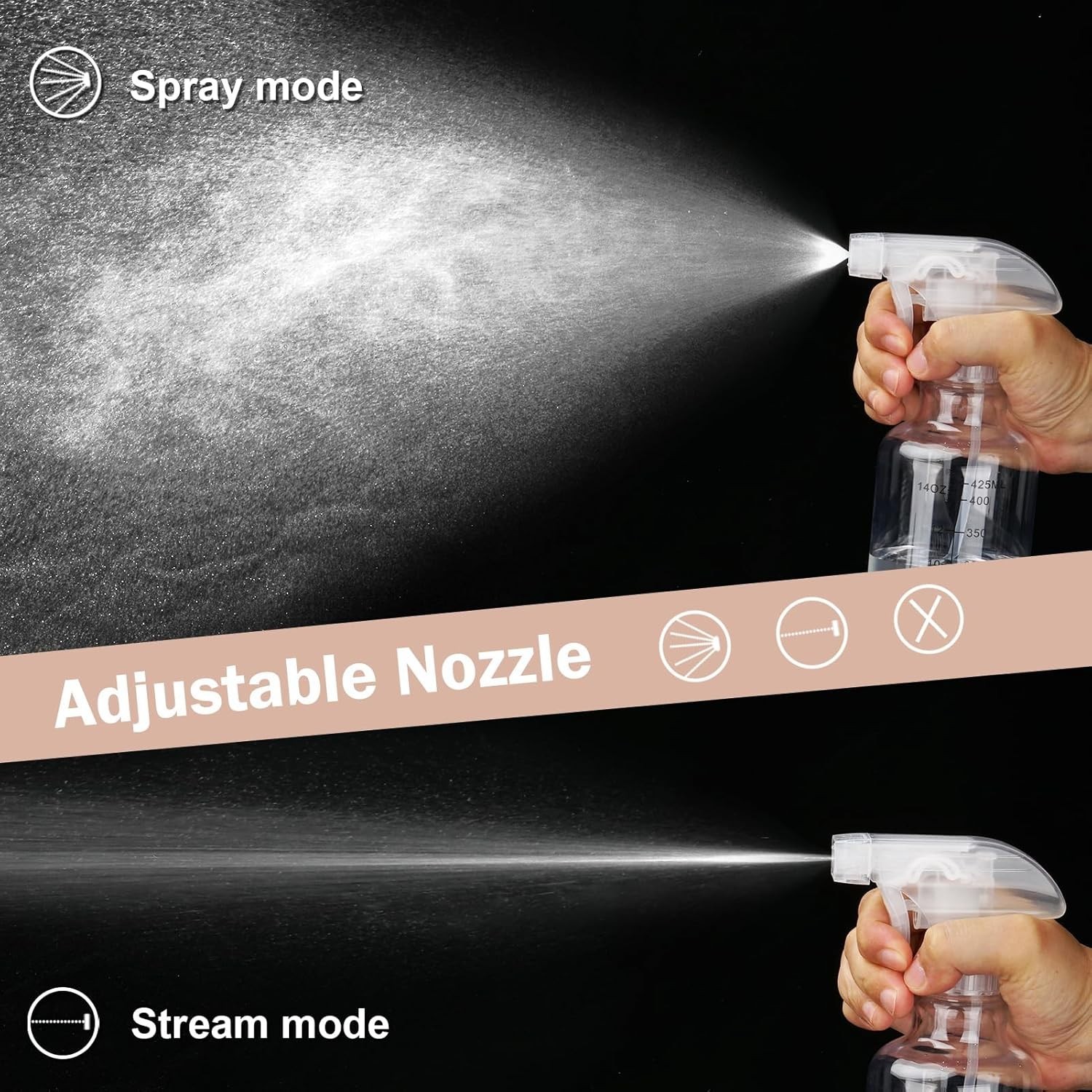 Lightweight and Versatile 16.9oz Spray Bottles - Includes 2 Reusable Containers