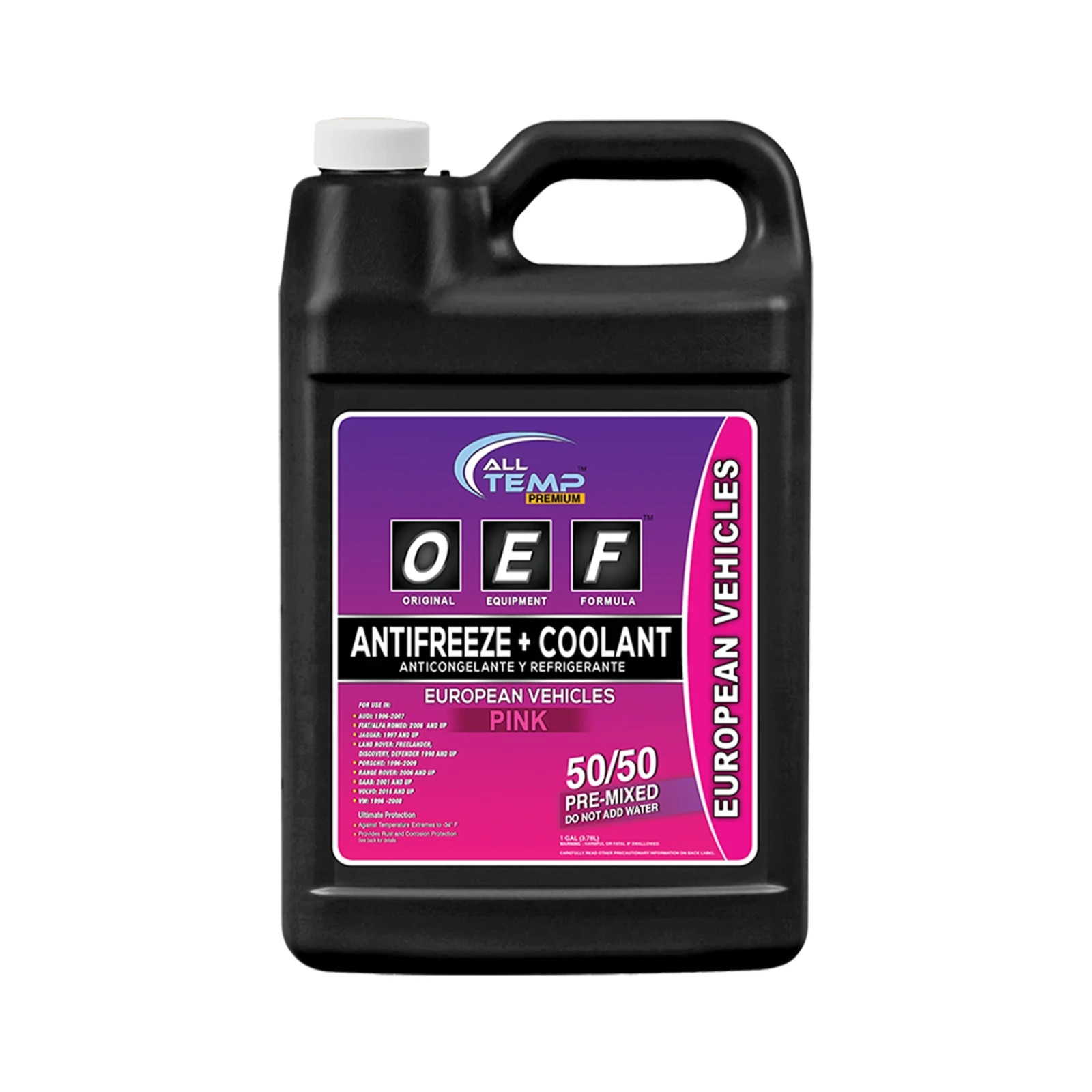 All Temp European Pink Antifreeze , 50/50 Pre-Mixed (Audi,Fiat,Porsche,VW)