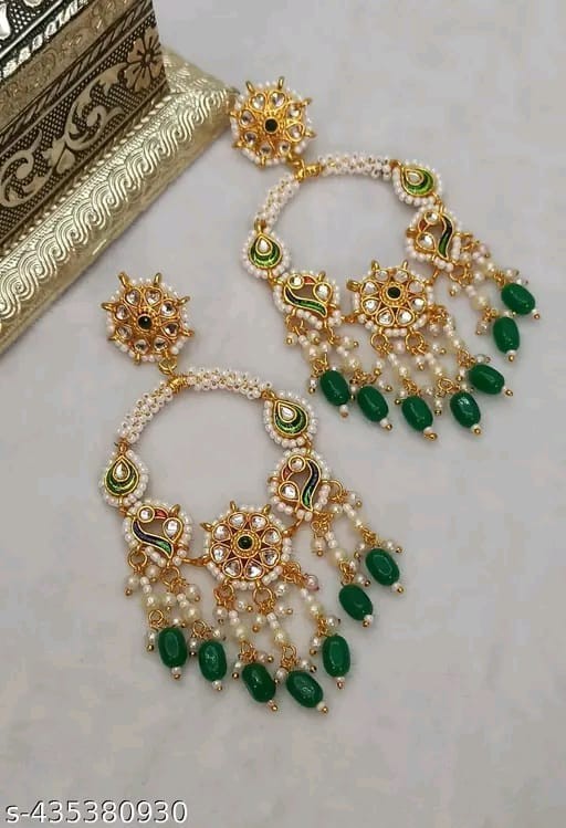 Kundan Jhumka Earrings Indian Gold Plated Bollywood Style Jewelry Set
