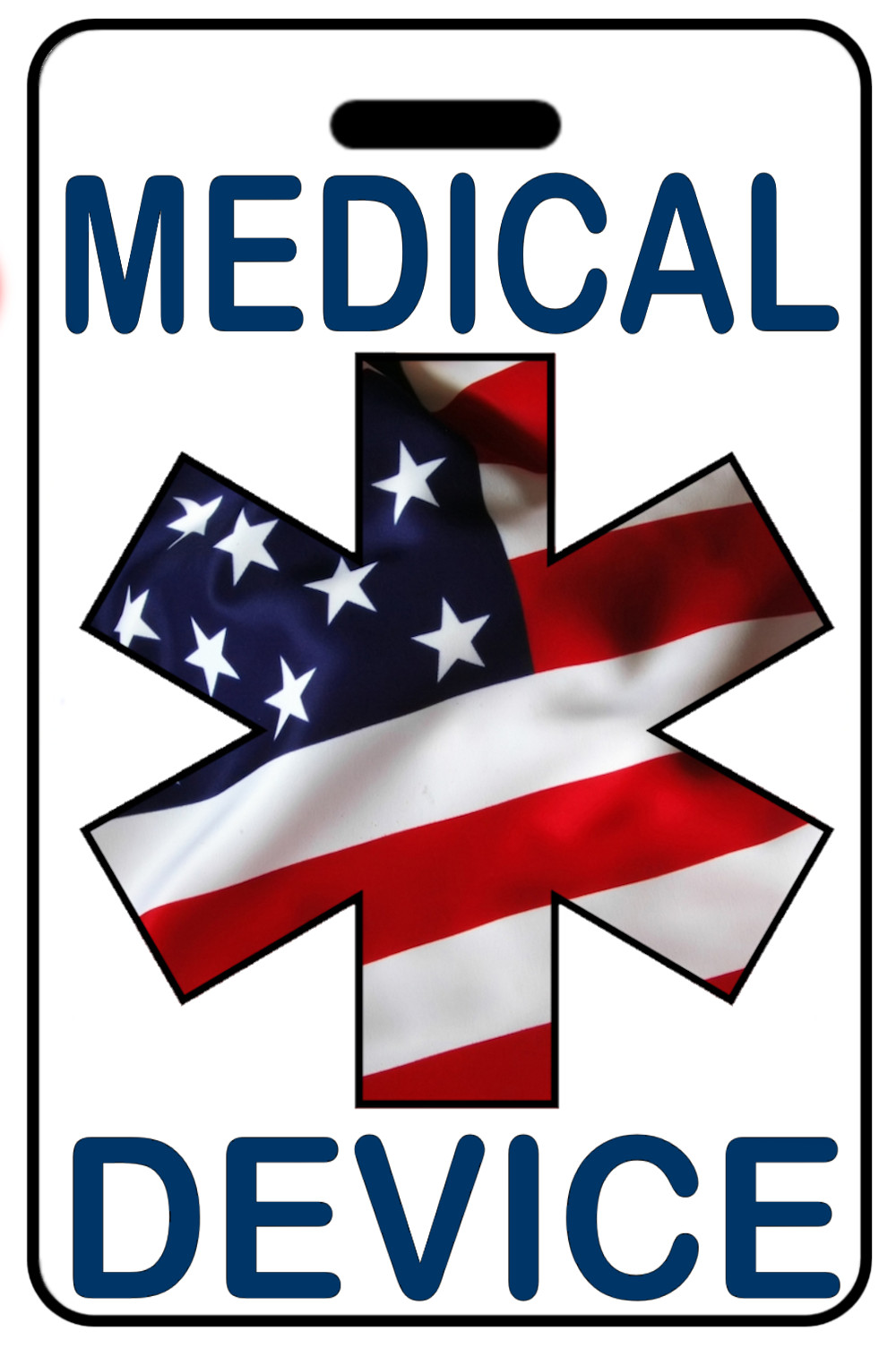 Personalized Medical Device w/ Patriotic USA Star of Life Luggage/Bag Tag