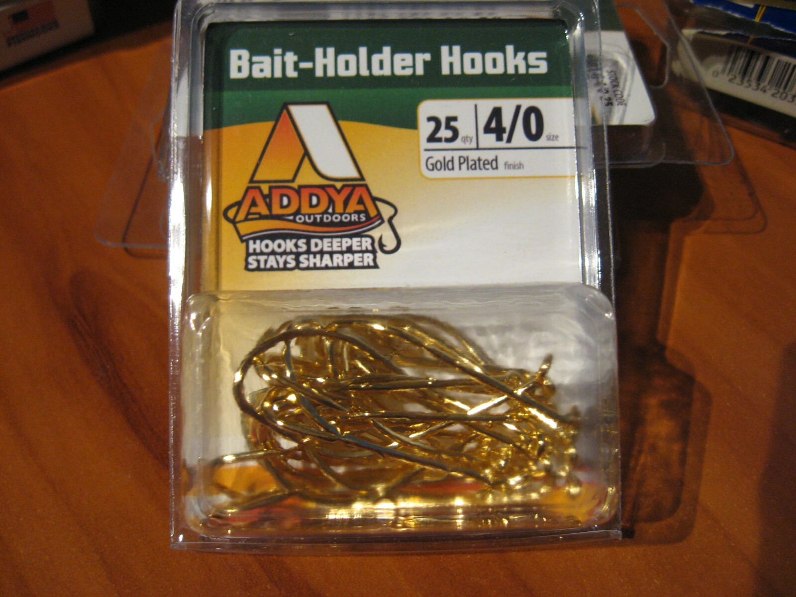 25 Addya Saltwater Freshwater Bait Holder Fish Hooks / A601-G Gold Size 4/0