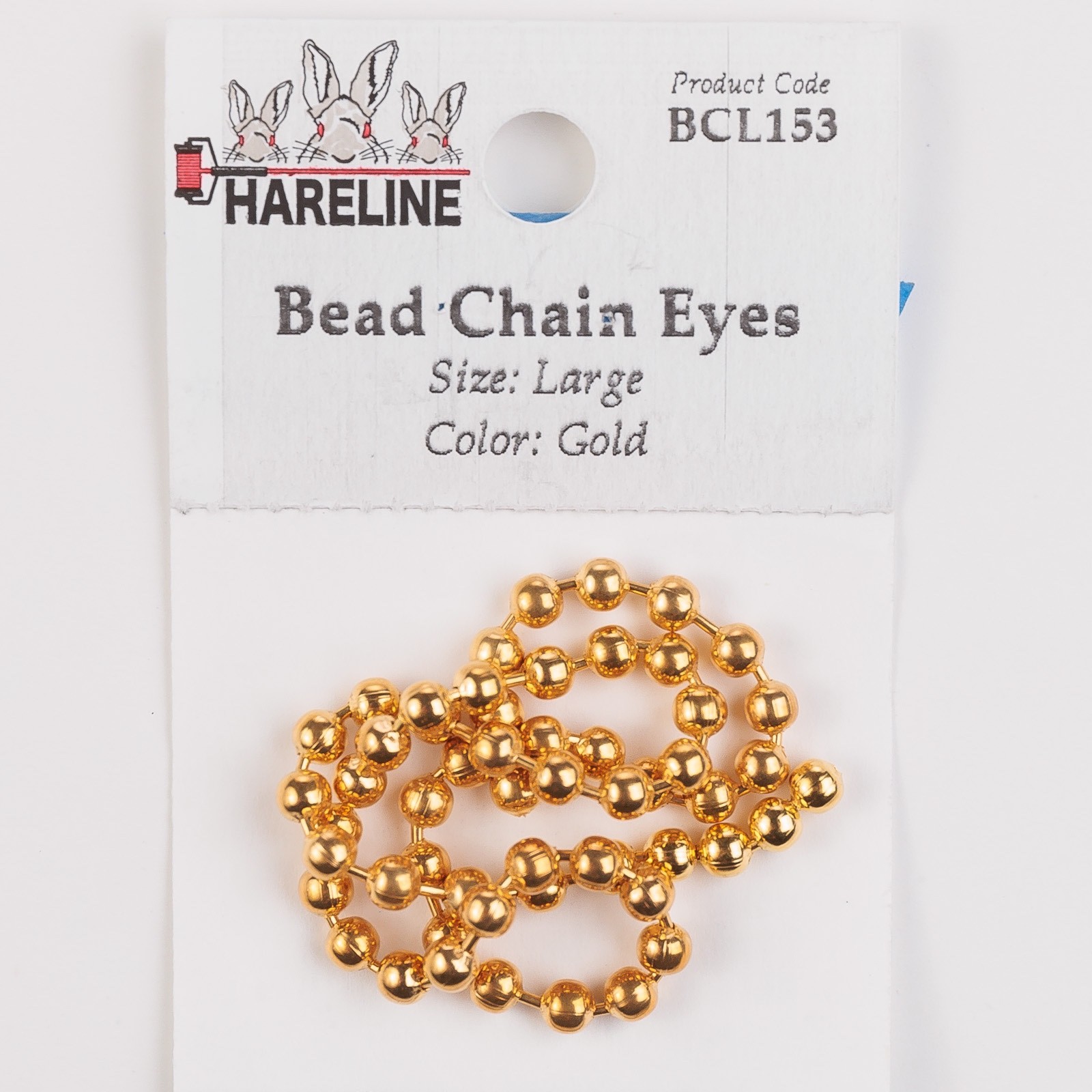 Hareline Bead Chain Eyes - Gold - Large