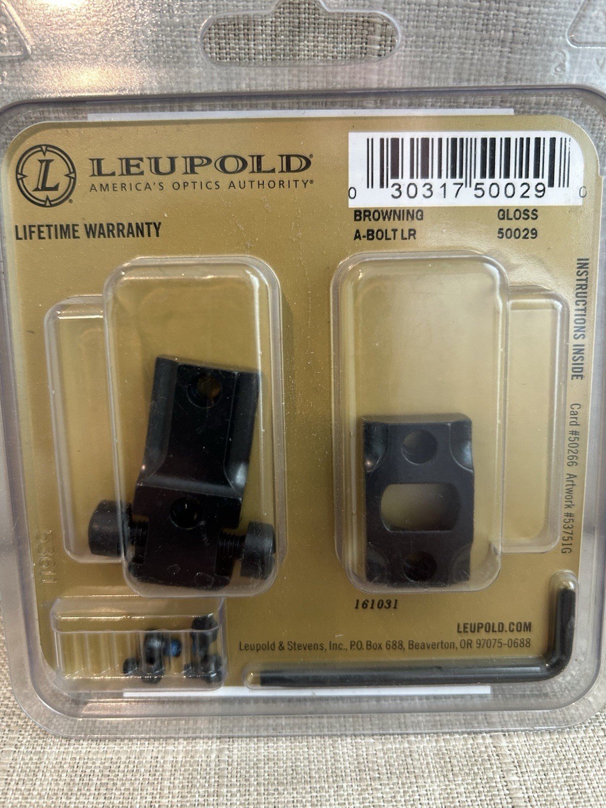 Leupold STD A-Bolt LR 50029 A-Bolt LR 2 piece scope mount base New Gloss Black