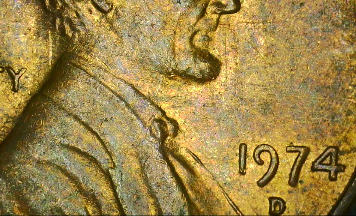 1974 D LINCOLN CENT-DIE CLASH ERROR-VERY NICE COIN[A219]