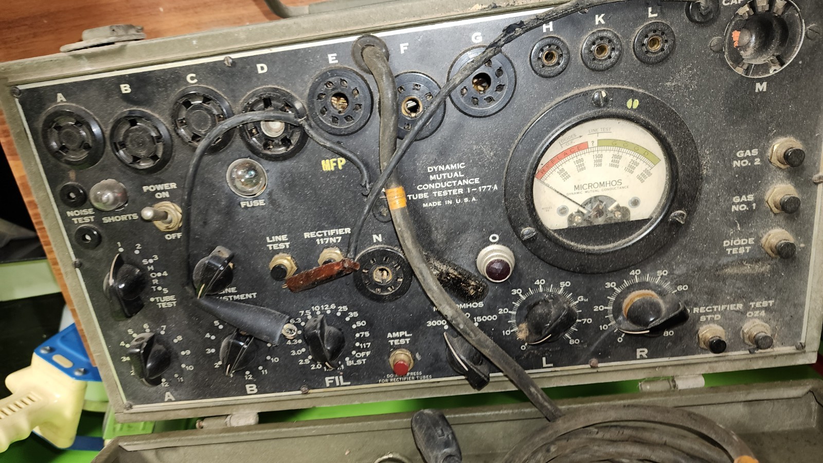 1945 Signal Corps Military HICKOK I-177-A DYNAMIC MUTUAL CONDUCTANCE TUBE TESTER
