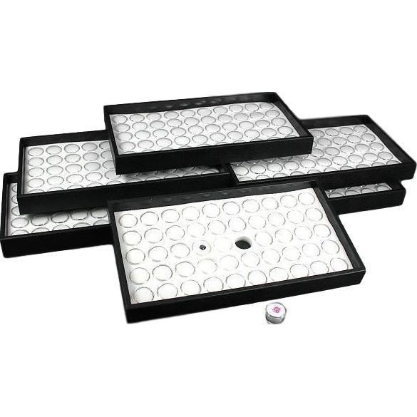 6-50 White Gem Jar Display Gemstone Jewelry Insert Tray
