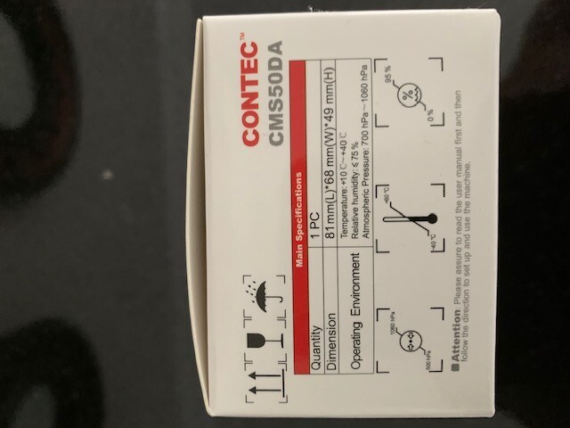 Contec Model CMS50DA Pulse Oximeter Device Screen Blue White