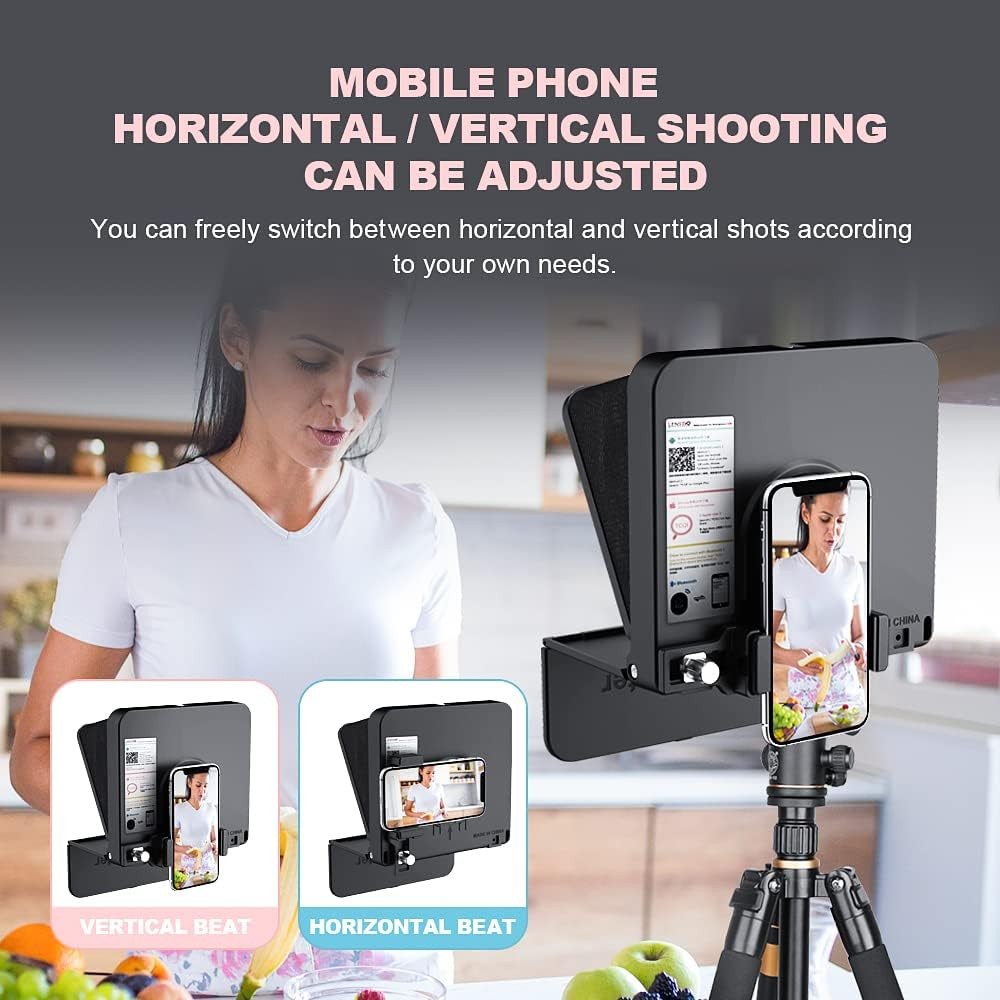 LENSGO TC7S Foldable Teleprompter for Android iPhone iPad Tablet Video Recording