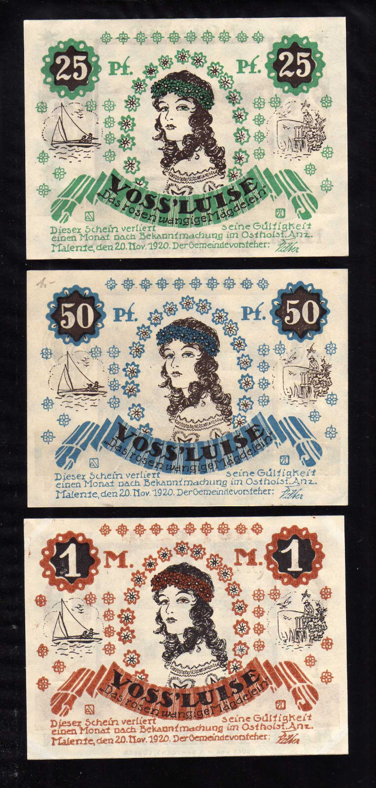 MALENTE  GREMSMÜHLEN  - GERMANY NOTGELD -  25, 50 PFENNIG,  1 MARK