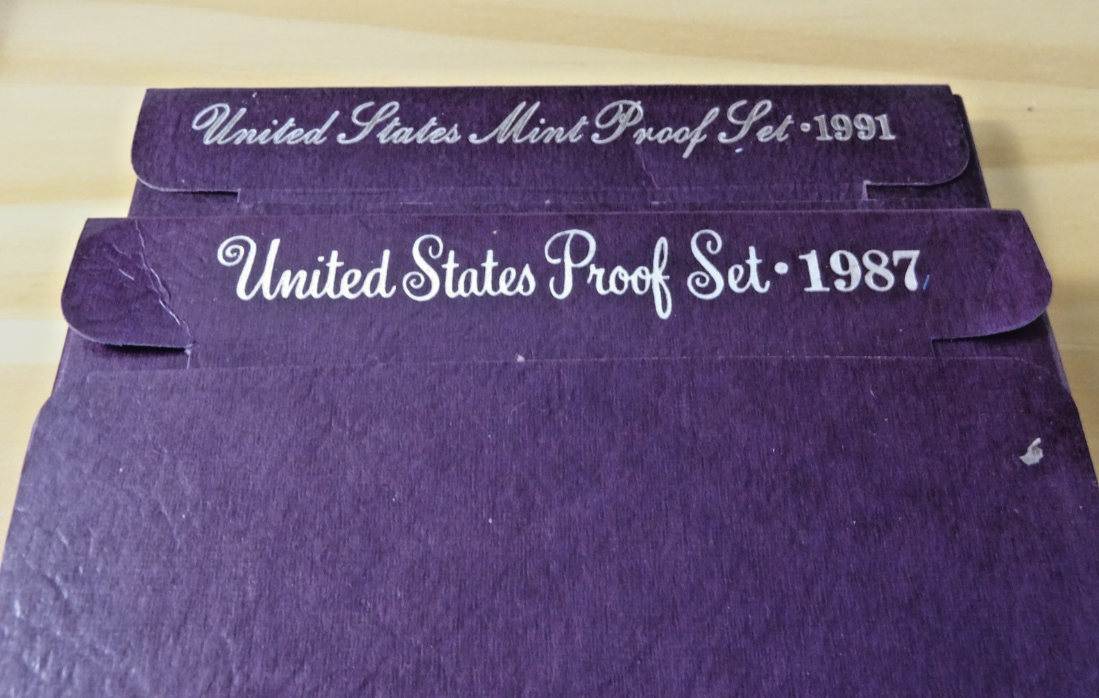1987  and 1991 US Mint Proof sets with boxes and product card