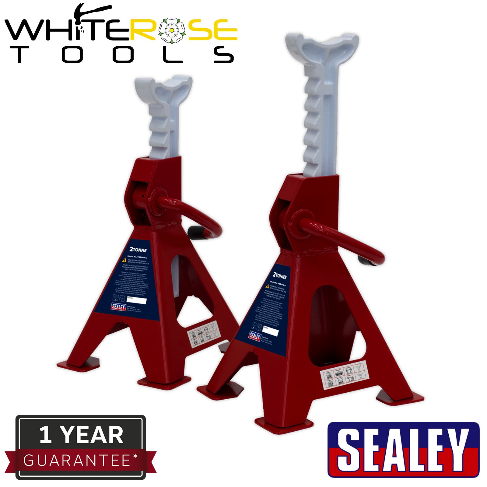 Sealey Axle Stands (Pair) 2 Tonne Capacity per Stand Ratchet Type Garage