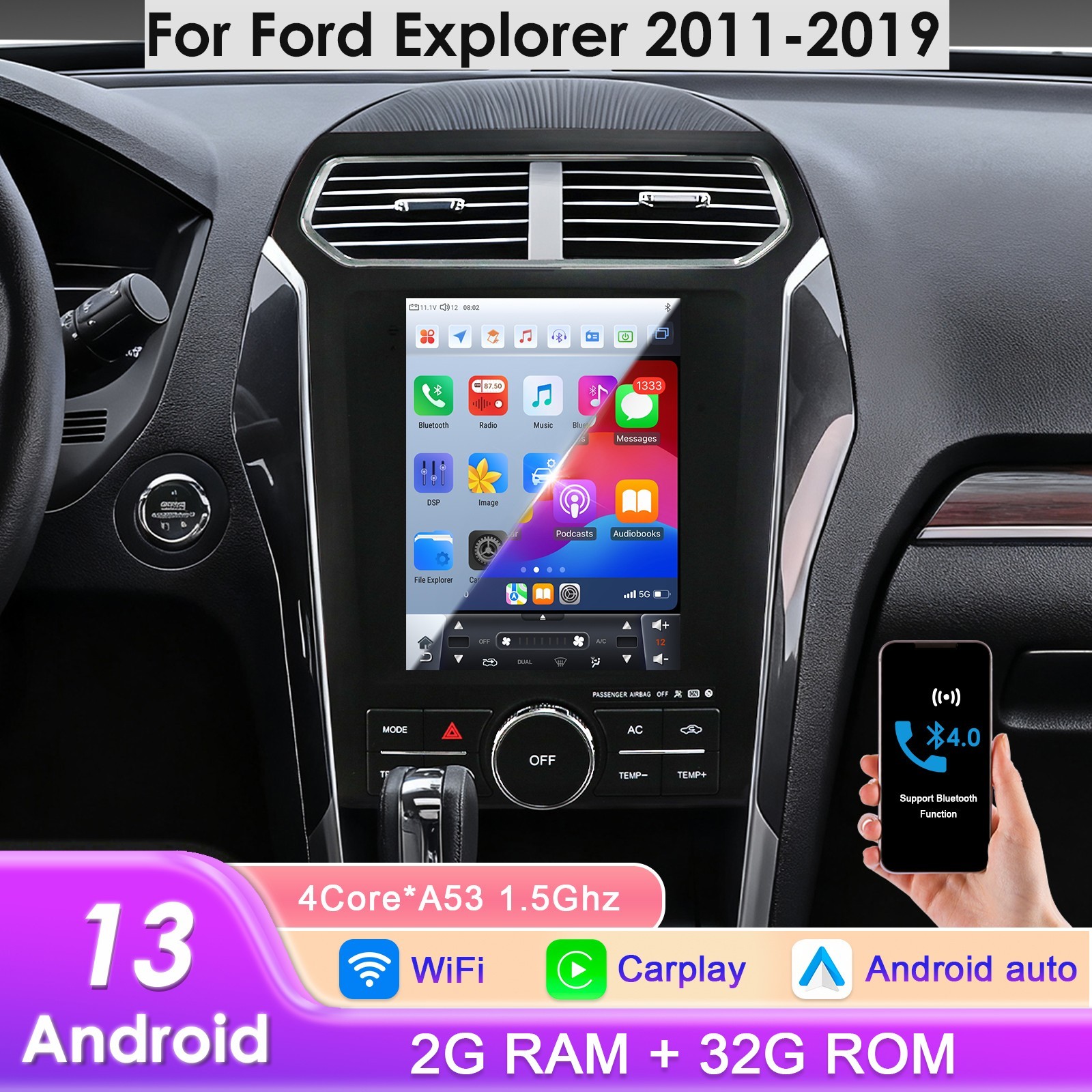 9.7" Tesla Screen For 2011-2019 Ford Explorer Car GPS Radio Navi Stereo Carplay