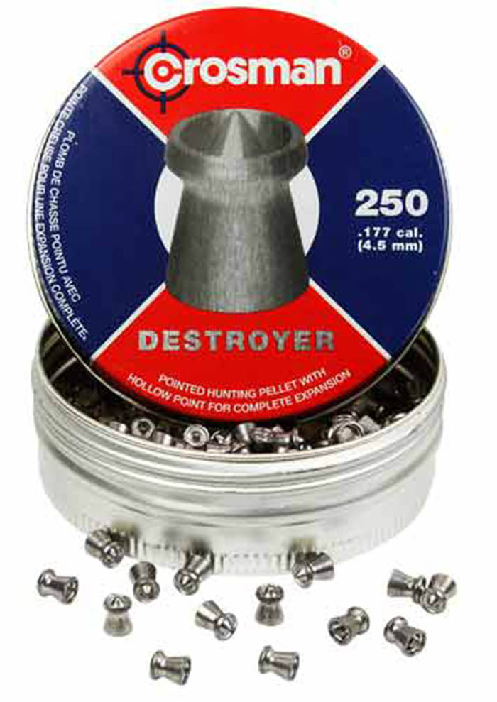 TWO of Crosman .177 DESTROYER POINTED HOLLOW POINT PELLETS for 500 TOTAL 7.4 gr