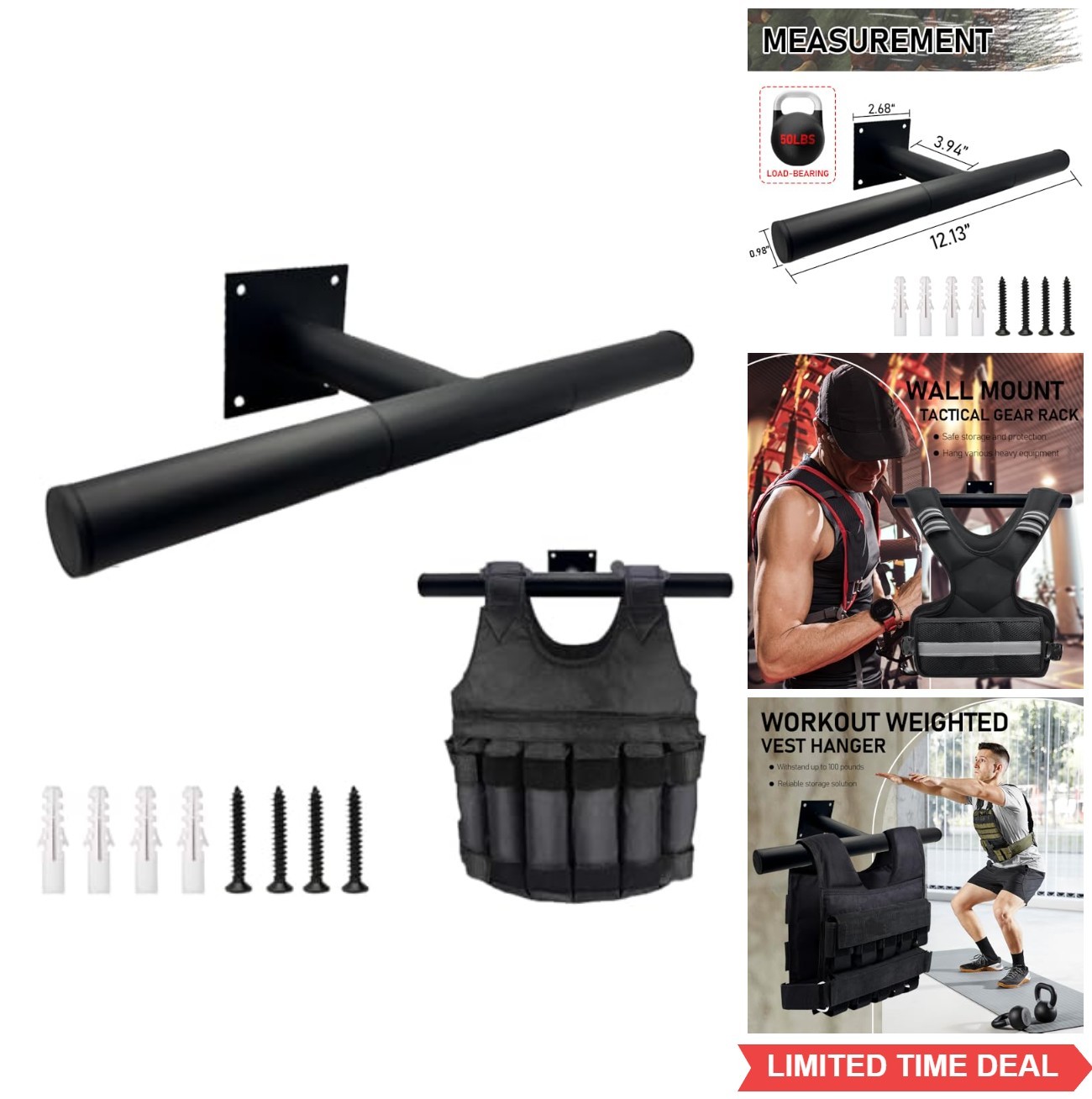 Heavy-Duty Weight Vest Wall Mount for Tactical Gear and Helmet Storage