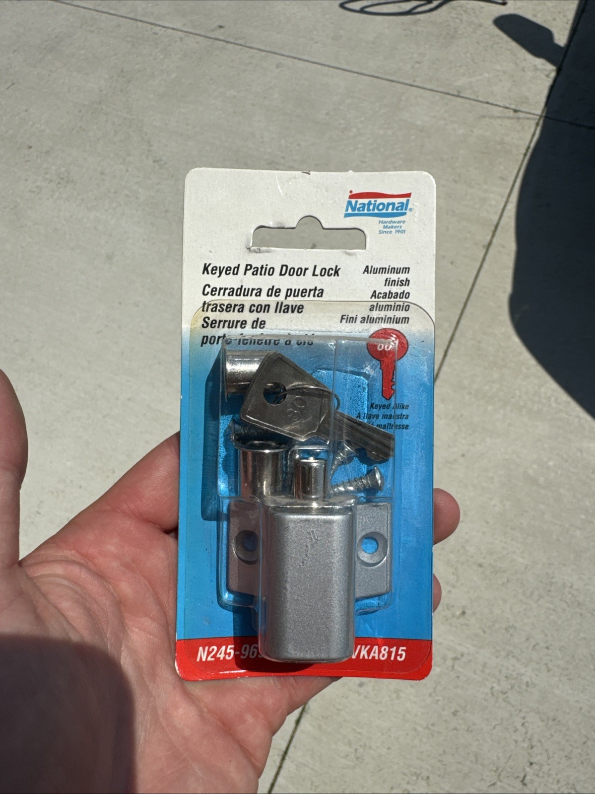 National Hardware N245-969 Keyed Patio Door Lock Aluminum Finish VKA815