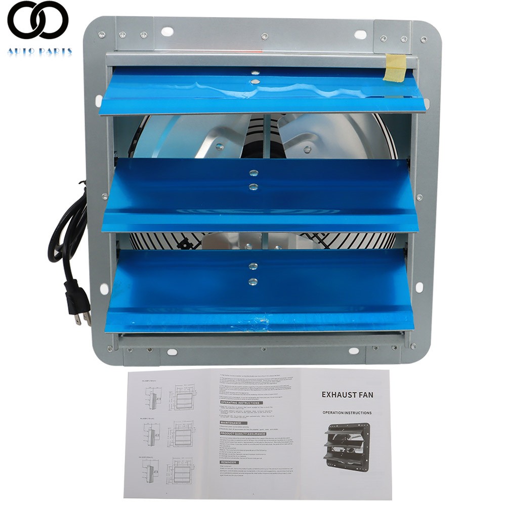 12" Exhaust Fan Ventilation Extractor Wall-Mounted Square Blower W/Power Cord