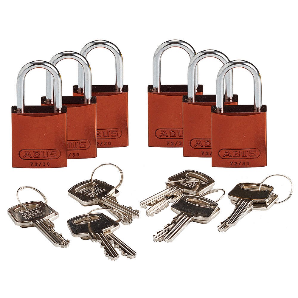BRADY 133294 Lockout Padlock,KA,Brown,1-7/16"H,PK6 24UY47
