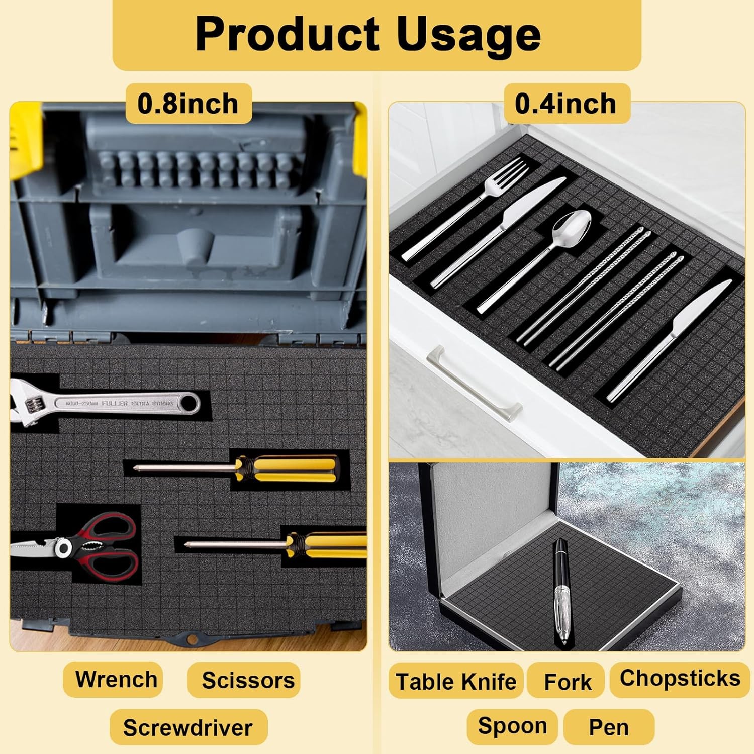 8PCS Pick & Pluck Foam Inserts for Pelican Cases, Board Games & Storage