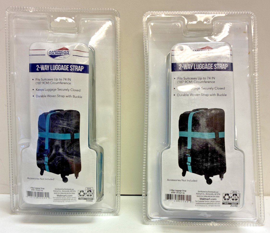 American Tourister Luggage Strap 2-Way - Lot Of 2 NOS - Teal - SEALED