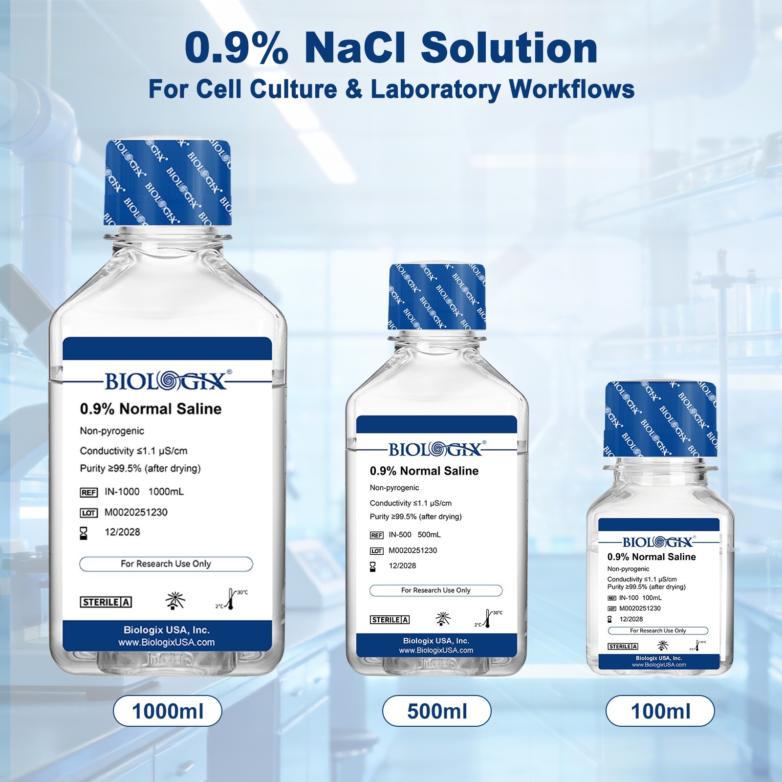 0.9% Sodium Chloride Solution, Buffer for Lab Research Only, Total 5000ml