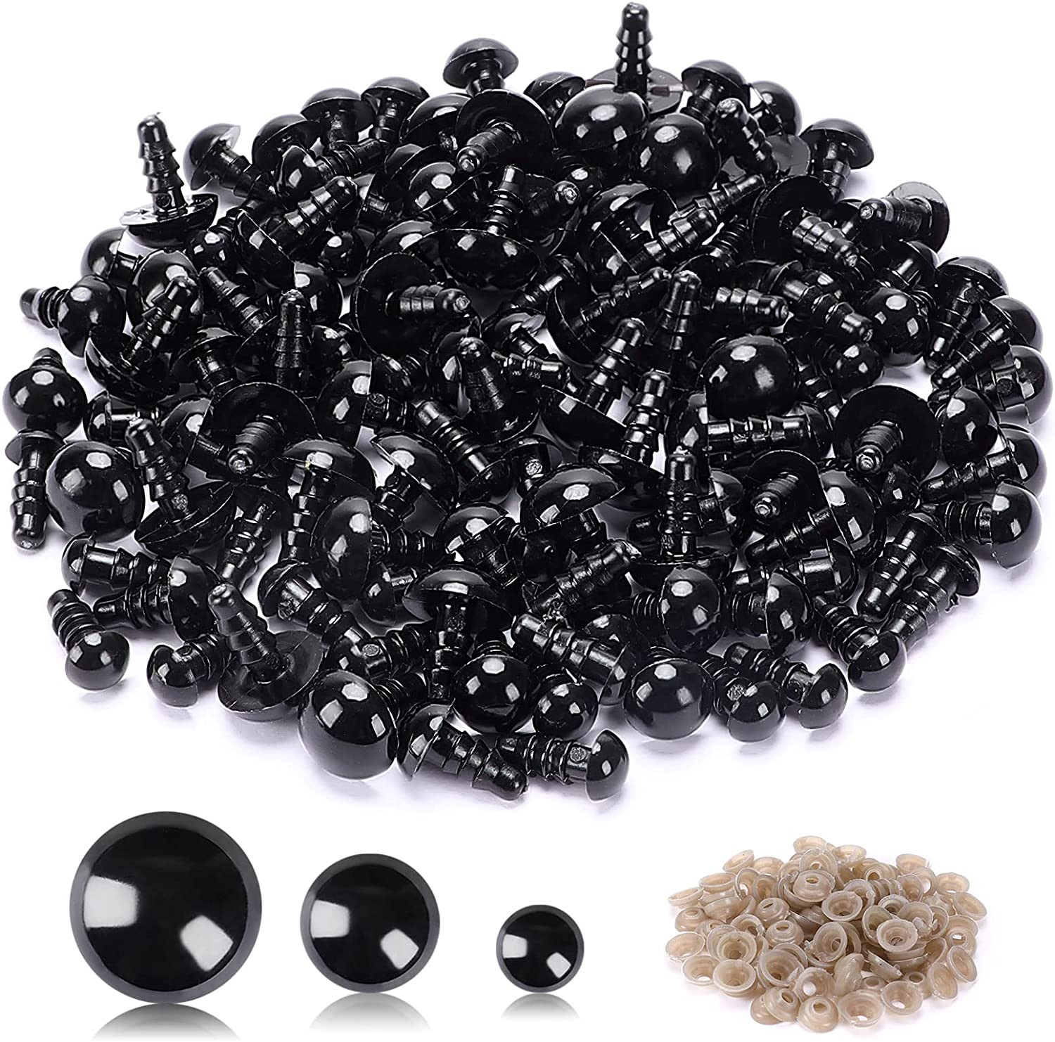 120PCS Plastic Safety Crochet Eyes Bulk with 120PCS Washers for Crochet