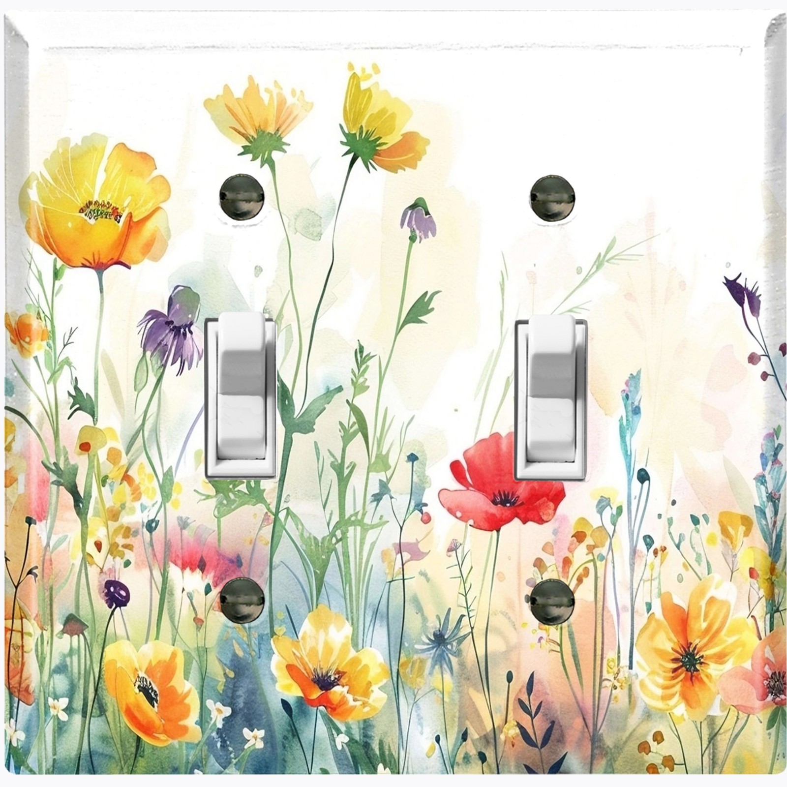 Metal Light Switch Outlet Cover Wall Plate Colorful Wildflower Meadow FWR440