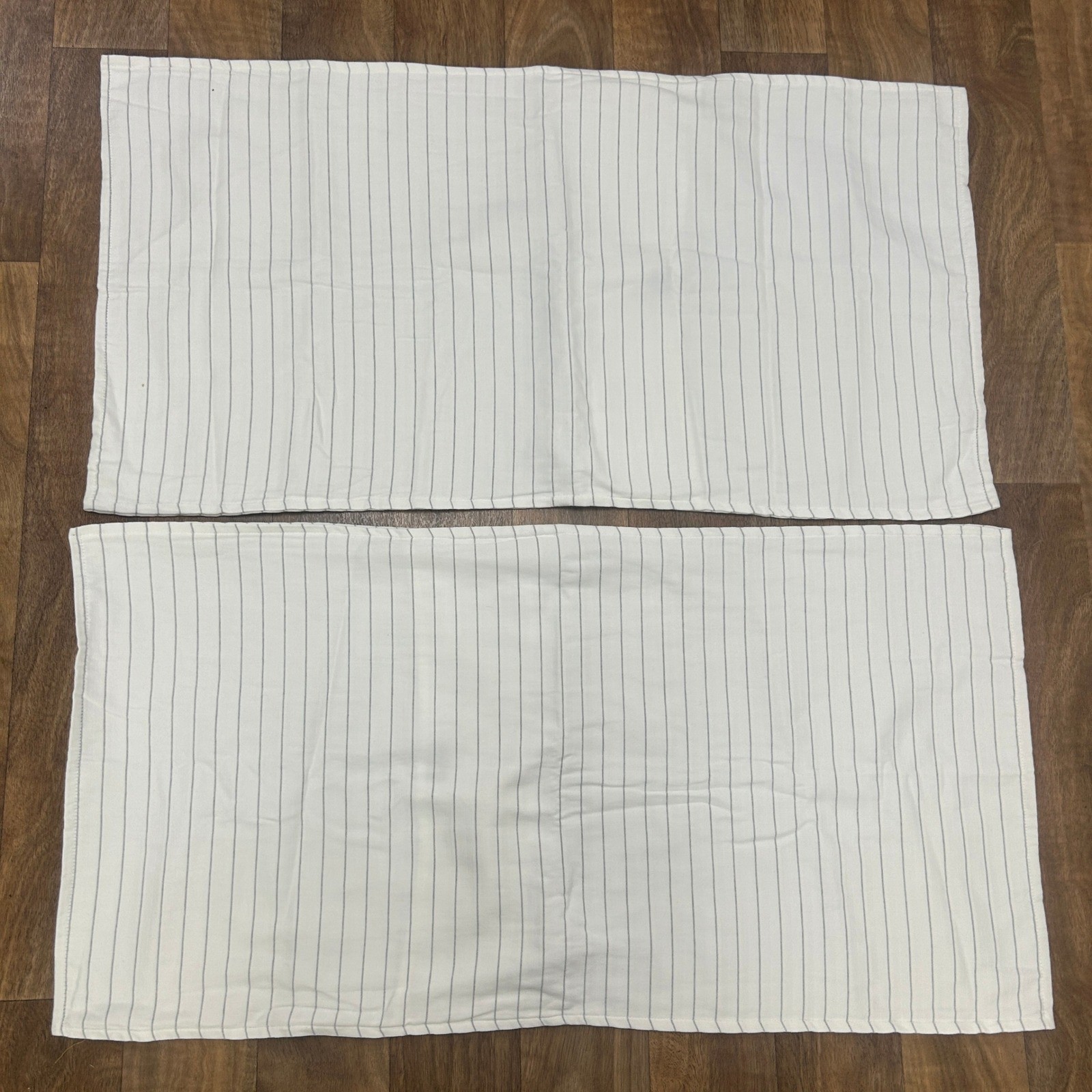 Minimalist Hotel Cotton King Pillow Shams Set of 2 White Gray Stripe Inu Home