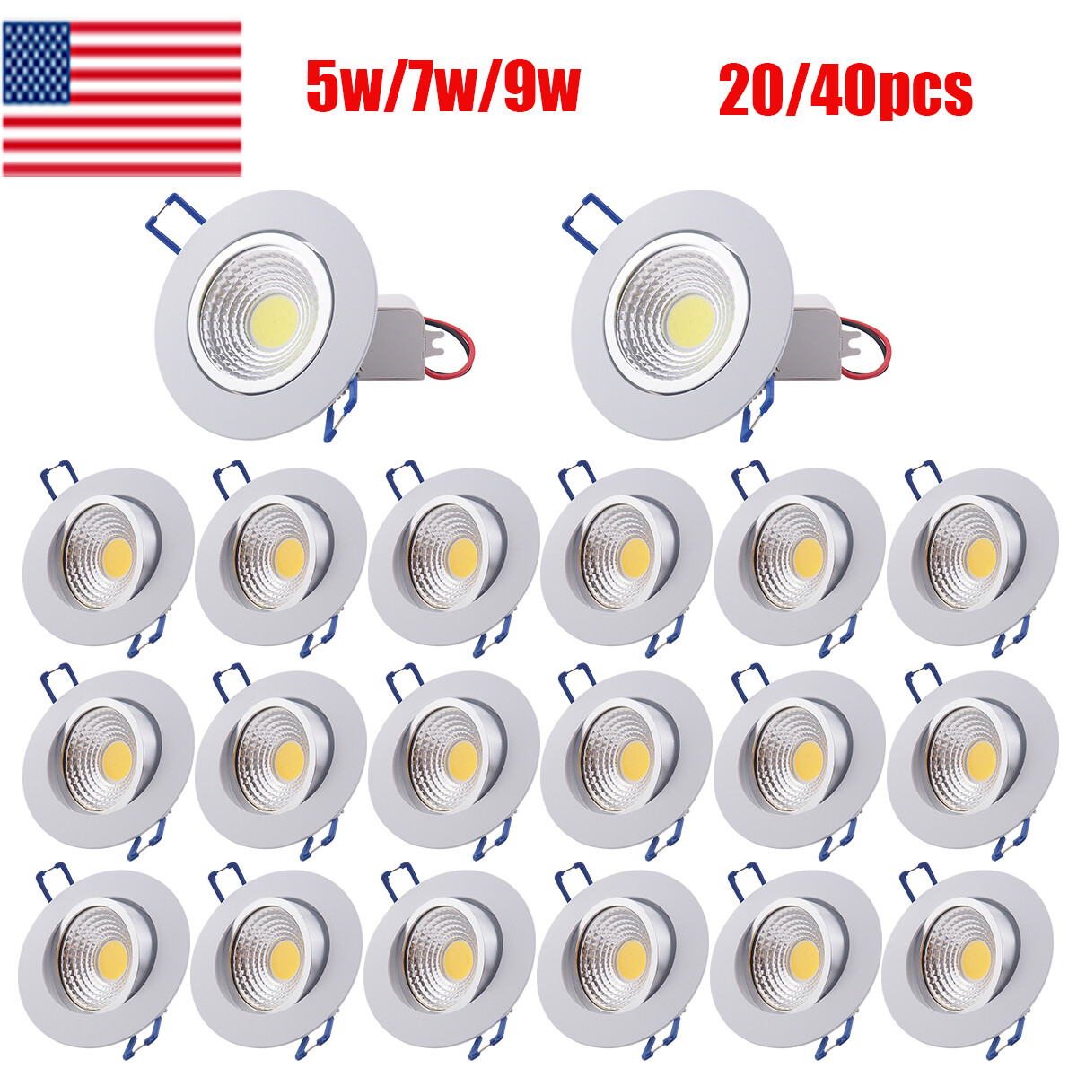 10/20/40PCS Dimmable COB Downlight LED Recessed Ceiling Pannel Light Spotlight