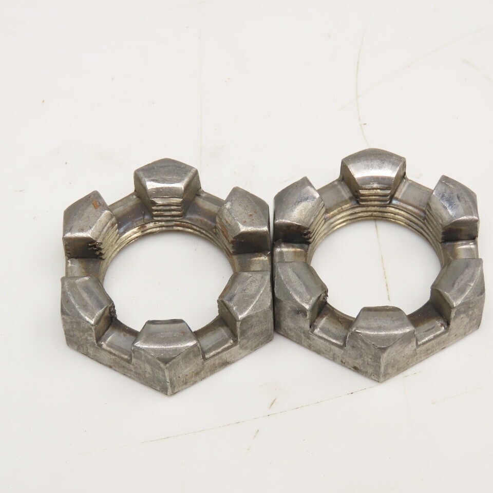 1"-14 Slotted Castle Jam Nut 1/2" Thick Lot Of 2
