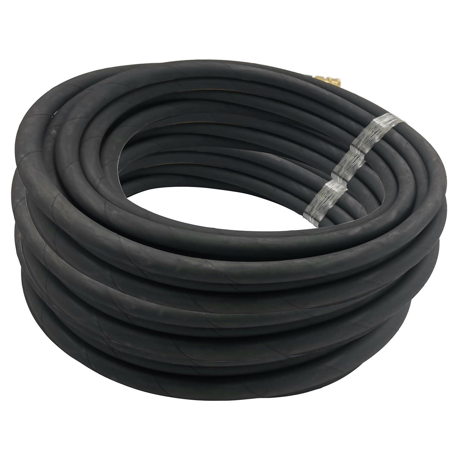 Hot Water Pressure Washer Hose 3/8" x 100ft 6000 psi Non-Marking 2-Braid Black