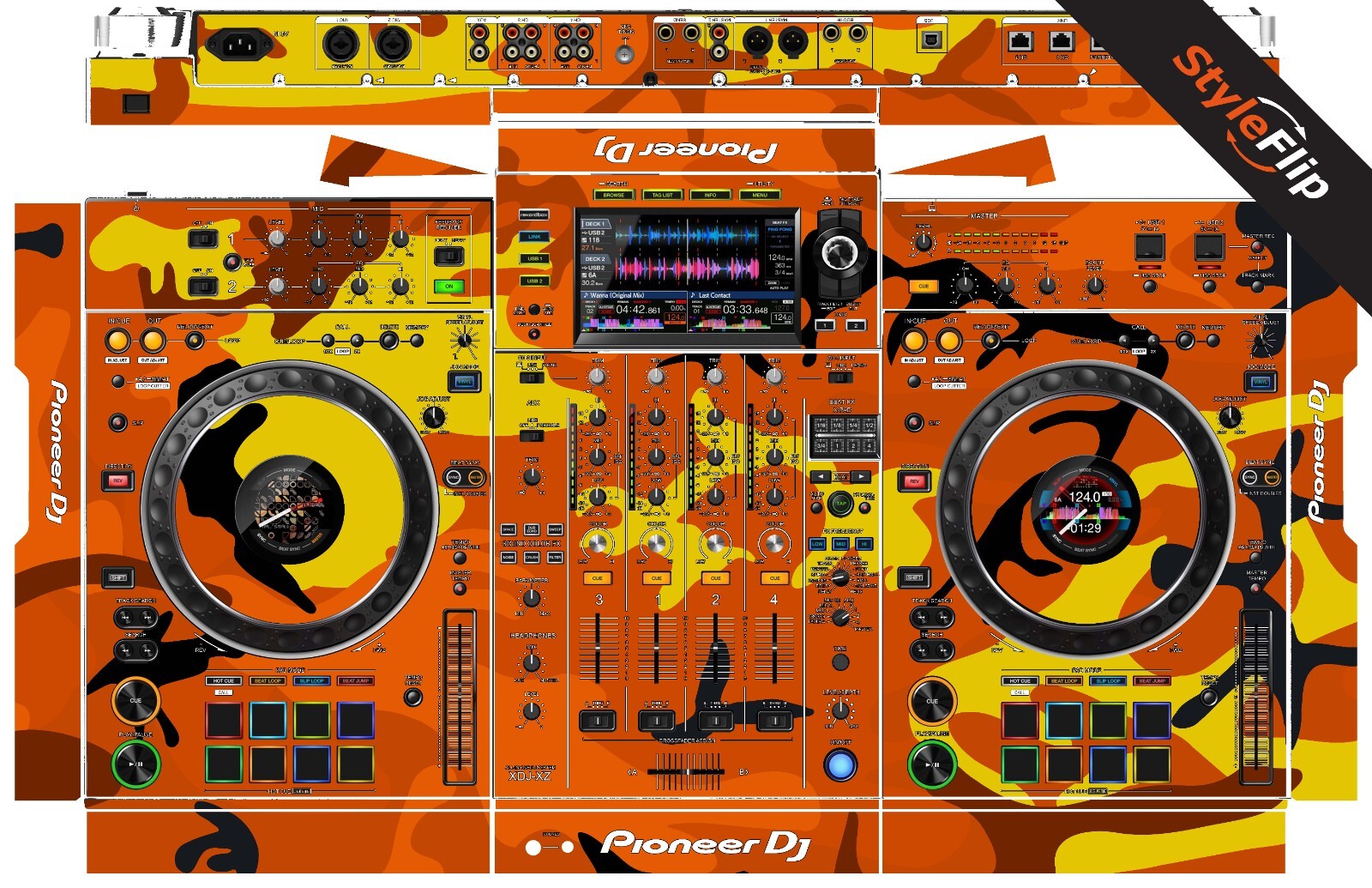PIONEER XDJ-XZ |  Orange Camo | Protective Decal | StyleFlip Skins