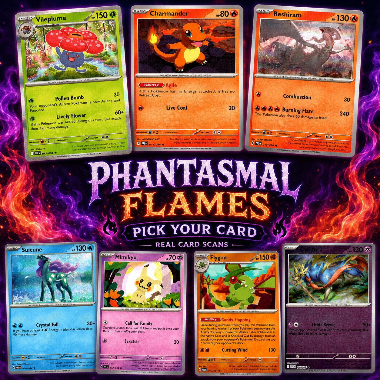 Pokemon Phantasmal Flames English Pick Your Card Single Reverse Holo NM Set