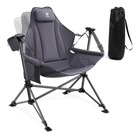 Padded Hammock Camping Chair, Oversized Heavy Duty Swing Chair with Pure Grey