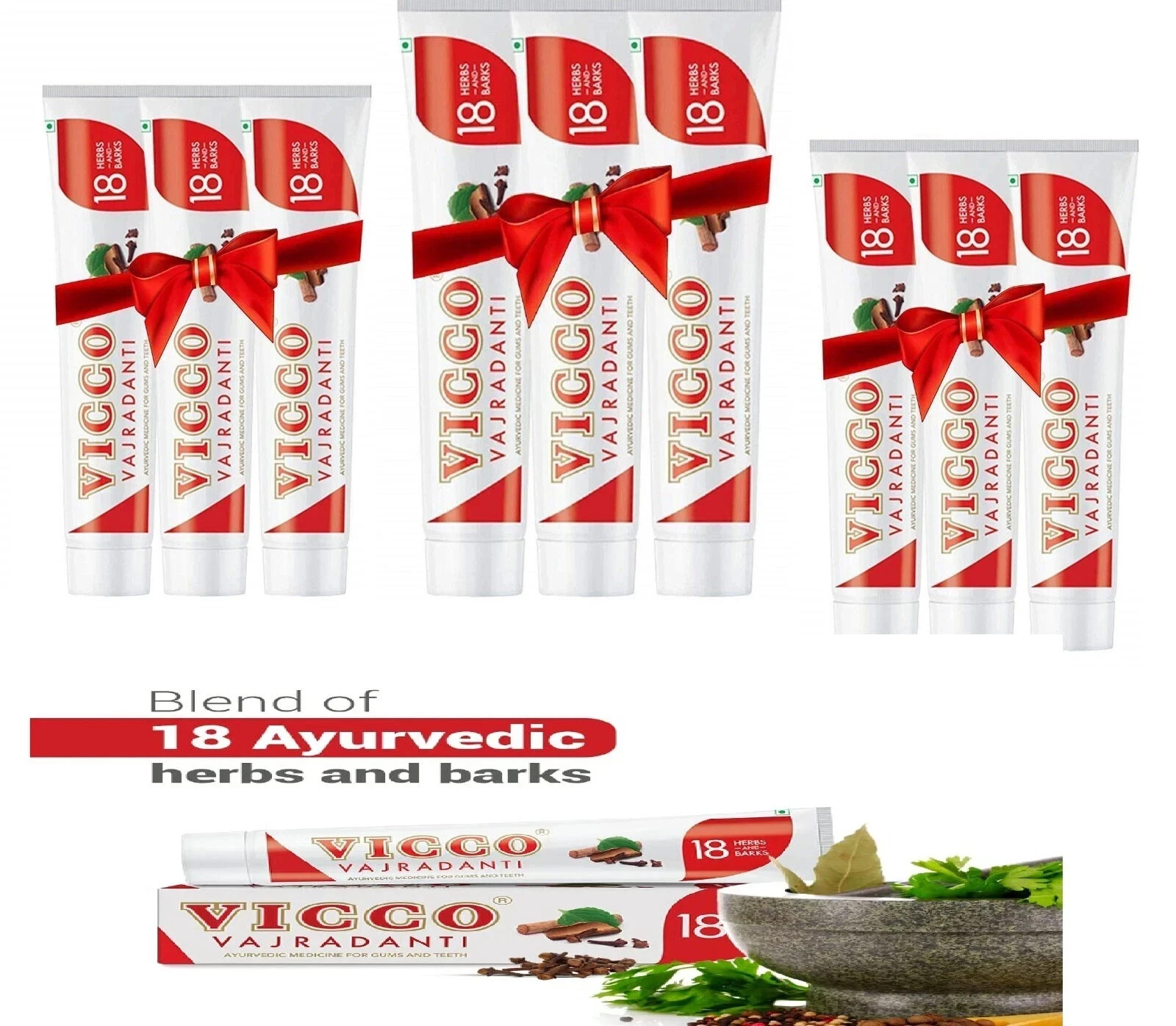 Vicco Vajradanti Ayurvedic Toothpaste 100g x 10 | Herbal | Bad Breath Care