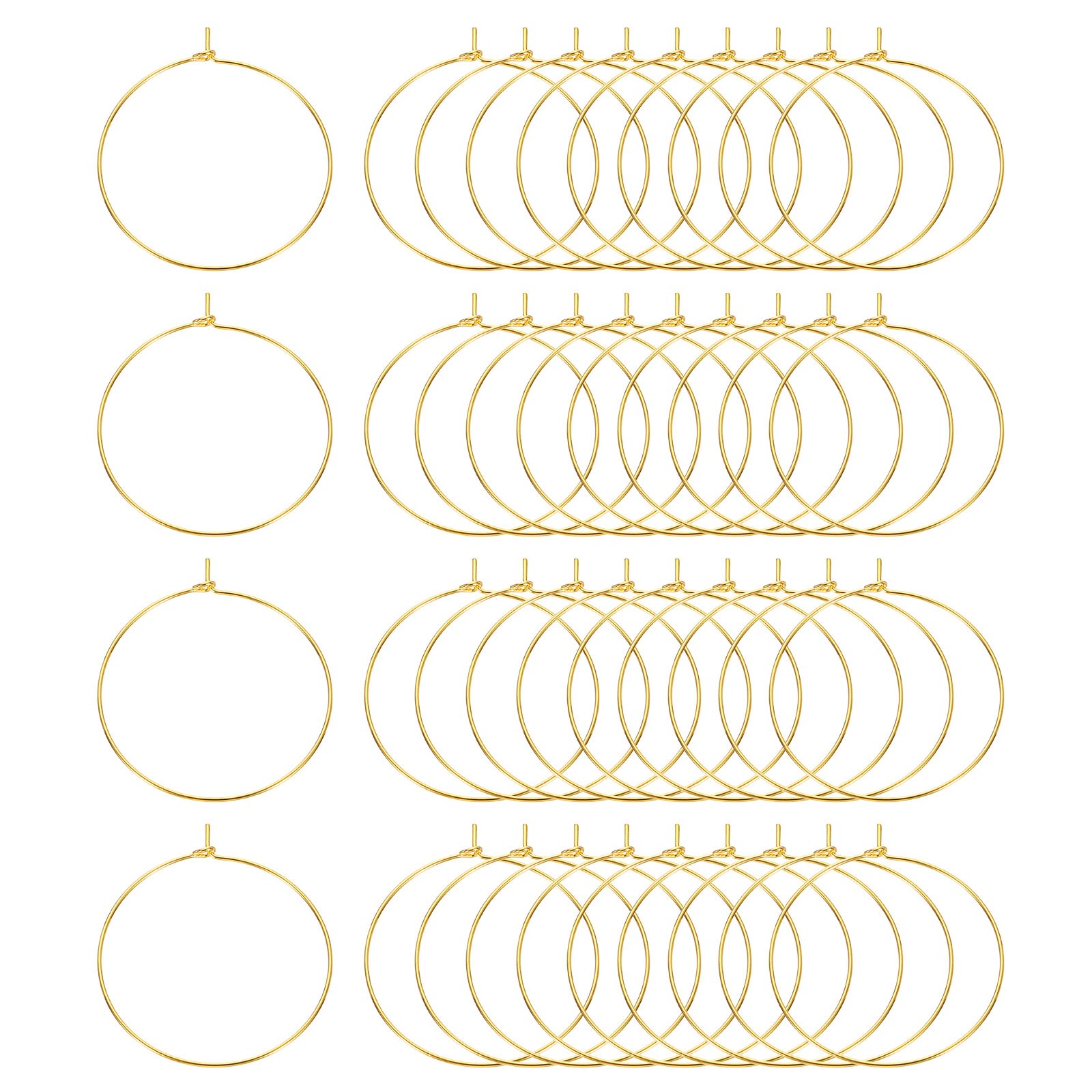 100Pcs Earring Beading Hoops 35mm 1.4" Hoop Earring Findings Gold