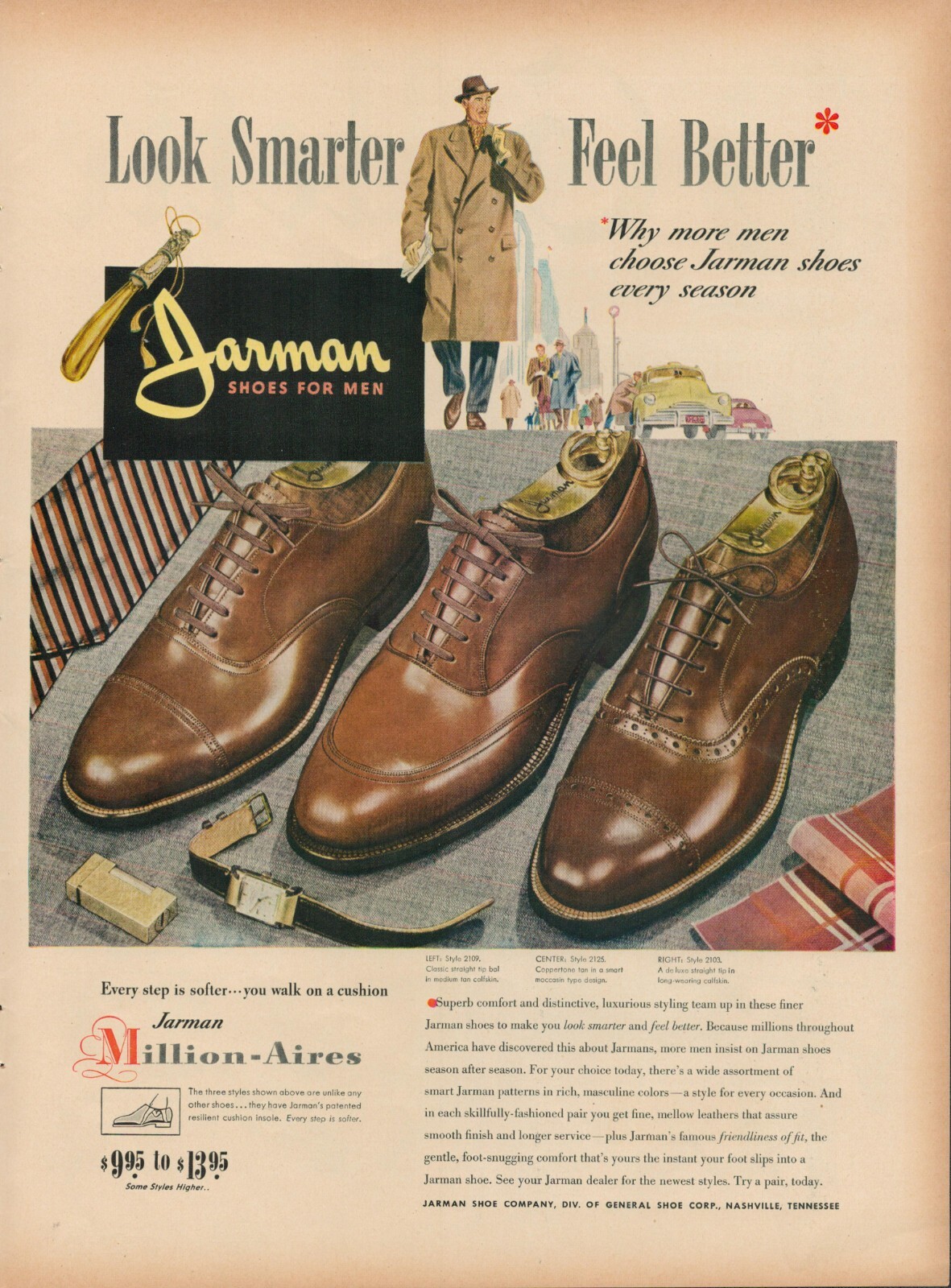 1948 Jarman Shoes Men Fashion Vintage Print Ad Ties Watches Lighters City USA