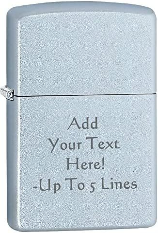 Zippo Lighter- Personalized Custom Message Engrave Satin Chrome #205