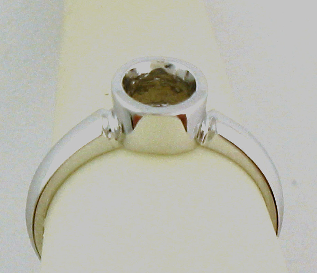 Full Bezel Ring For 1.5Carat 7.5mm Round Gem Stone 14k Solid white Gold