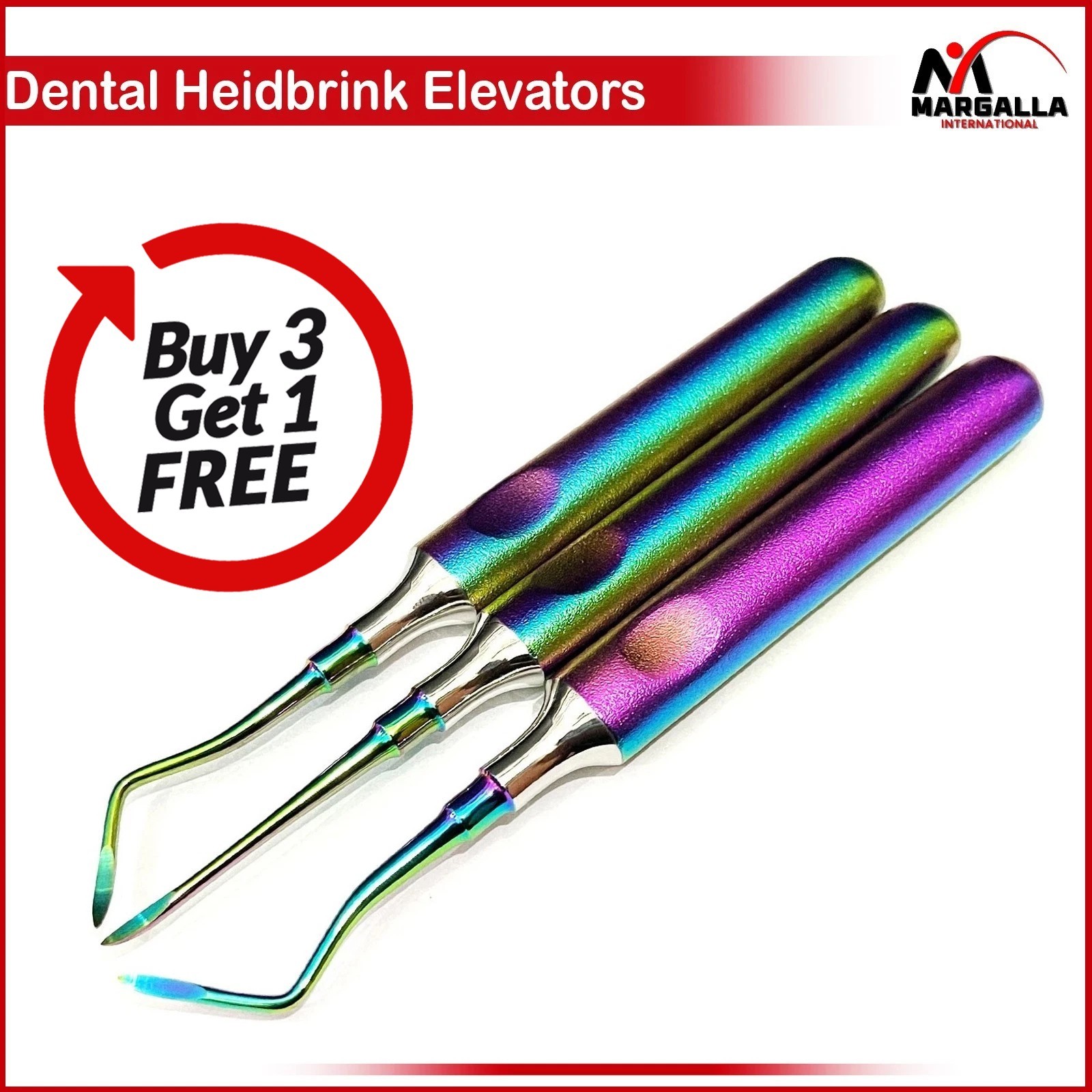 Dental Root Elevators Multi HEIDBRINK Oral Surgery Luxating Root Elevators 3 Pcs