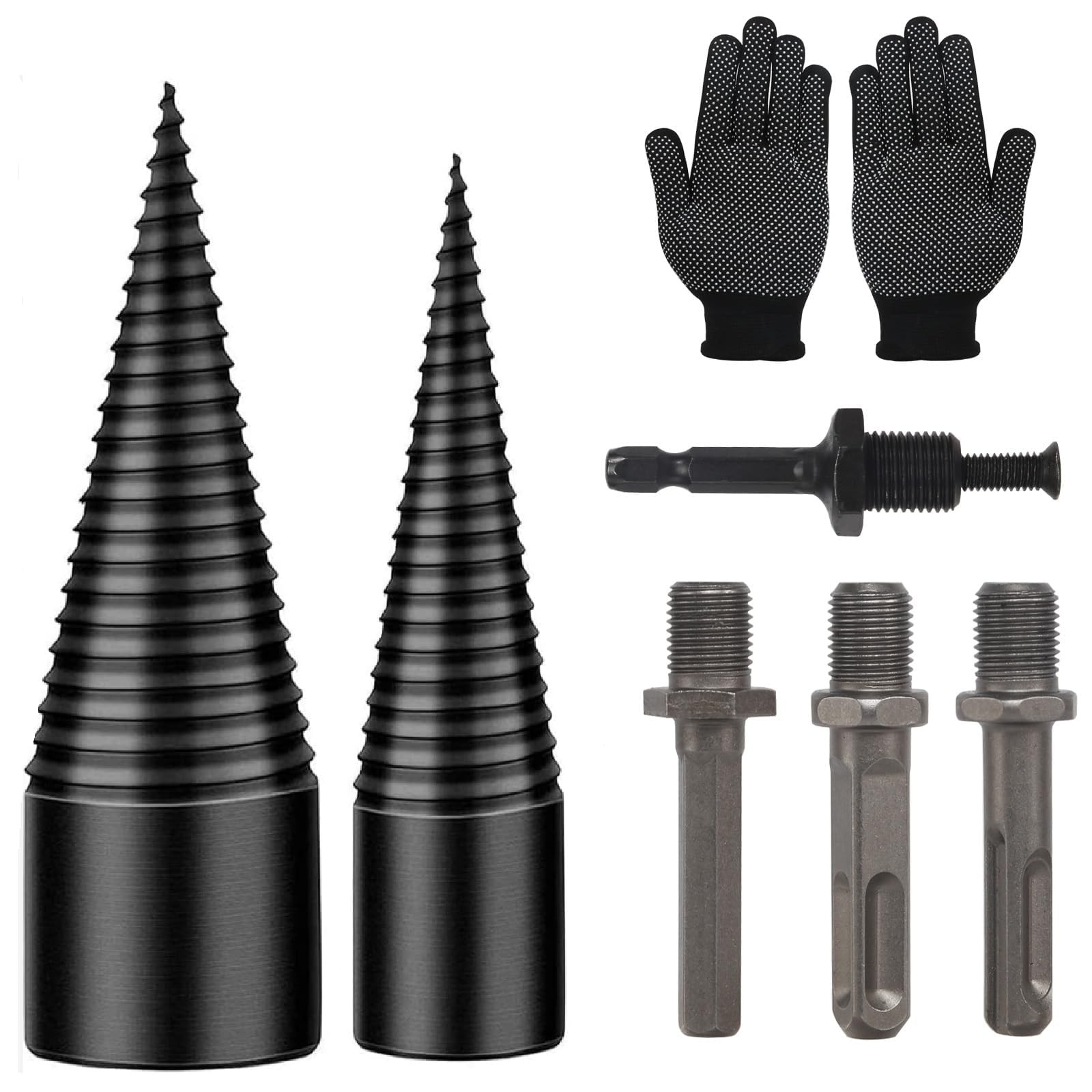 Wood Splitter Drill Bit 42mm + 32mm with Anti-Slip Gloves and 4 Drilling Hand...
