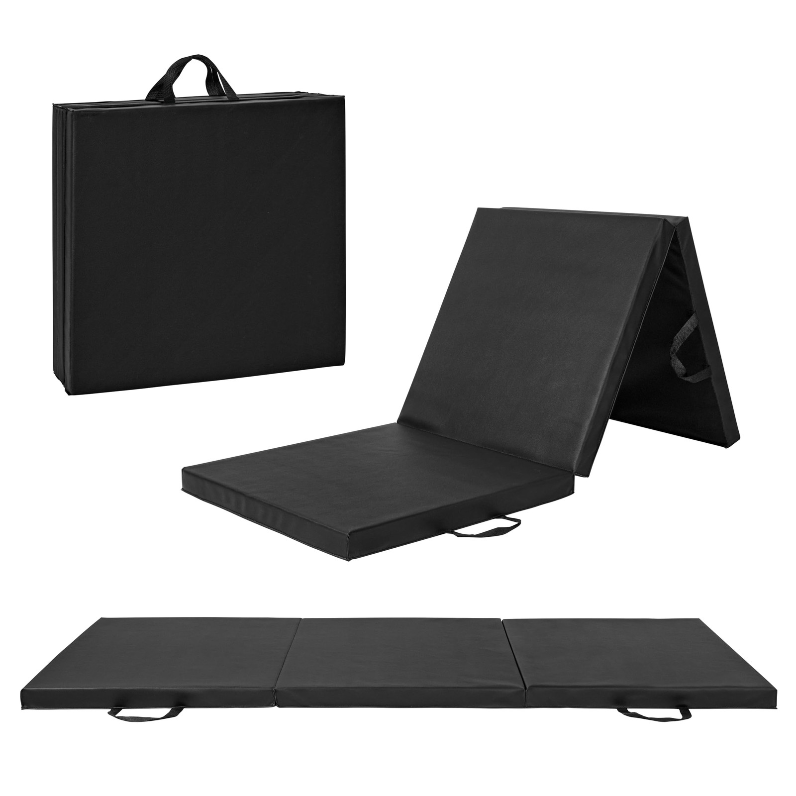 CAP Barbell Folding Exercise Mat 72"x24"x2" Black Tri-Fold Gymnastics Fitness