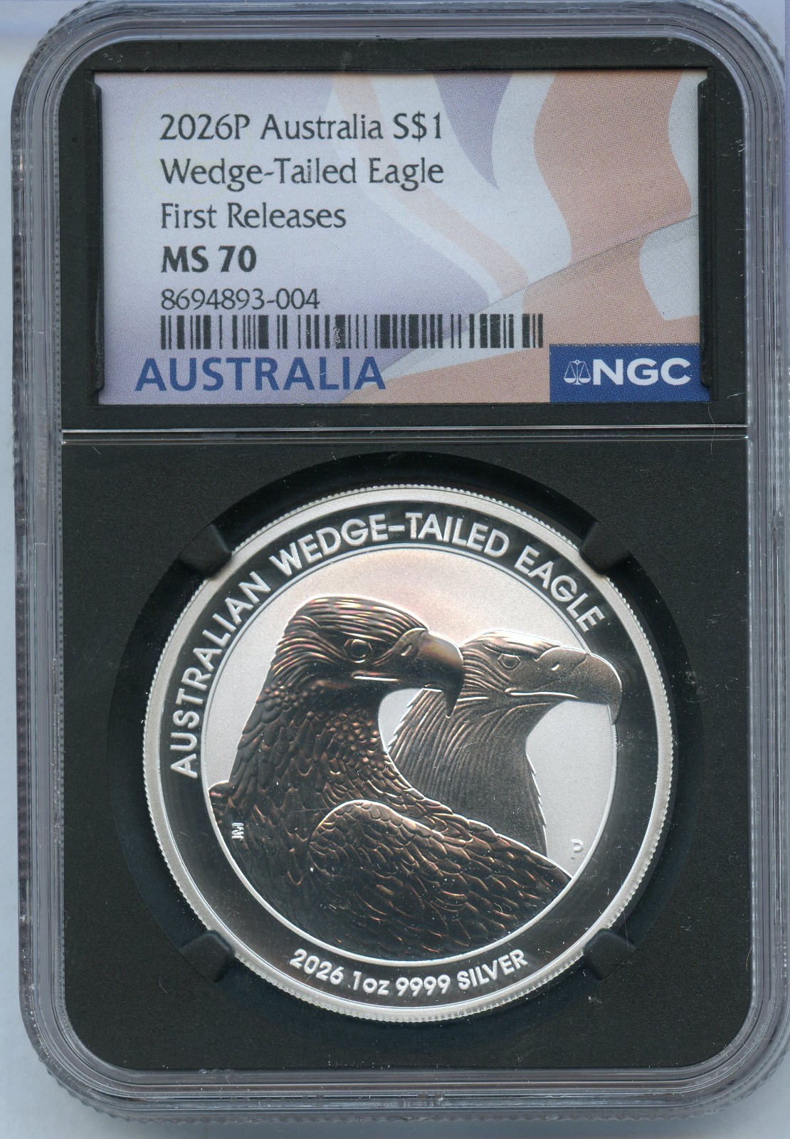2026 Australia Wedge-Tailed Eagle 1 Oz Silver NGC MS70 $1 Coin Blackcore - JR272