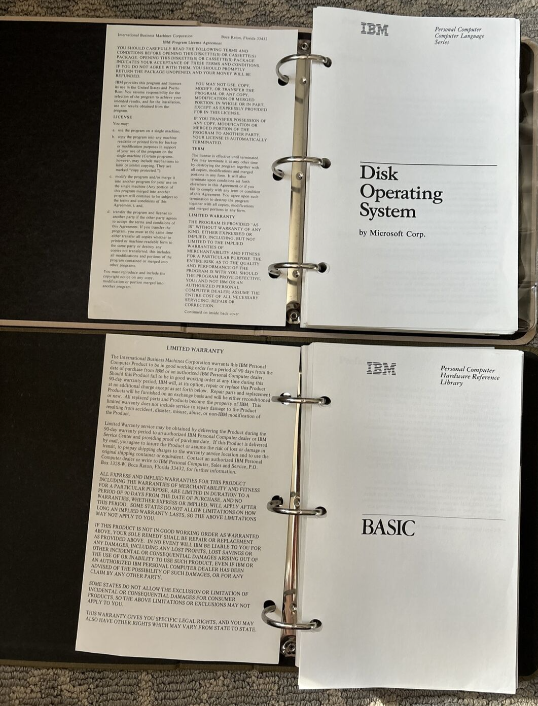 Vtg IBM 1983 DOS V. 2.10 & Basic 1982 Personal Computer Hardware Reference Libra