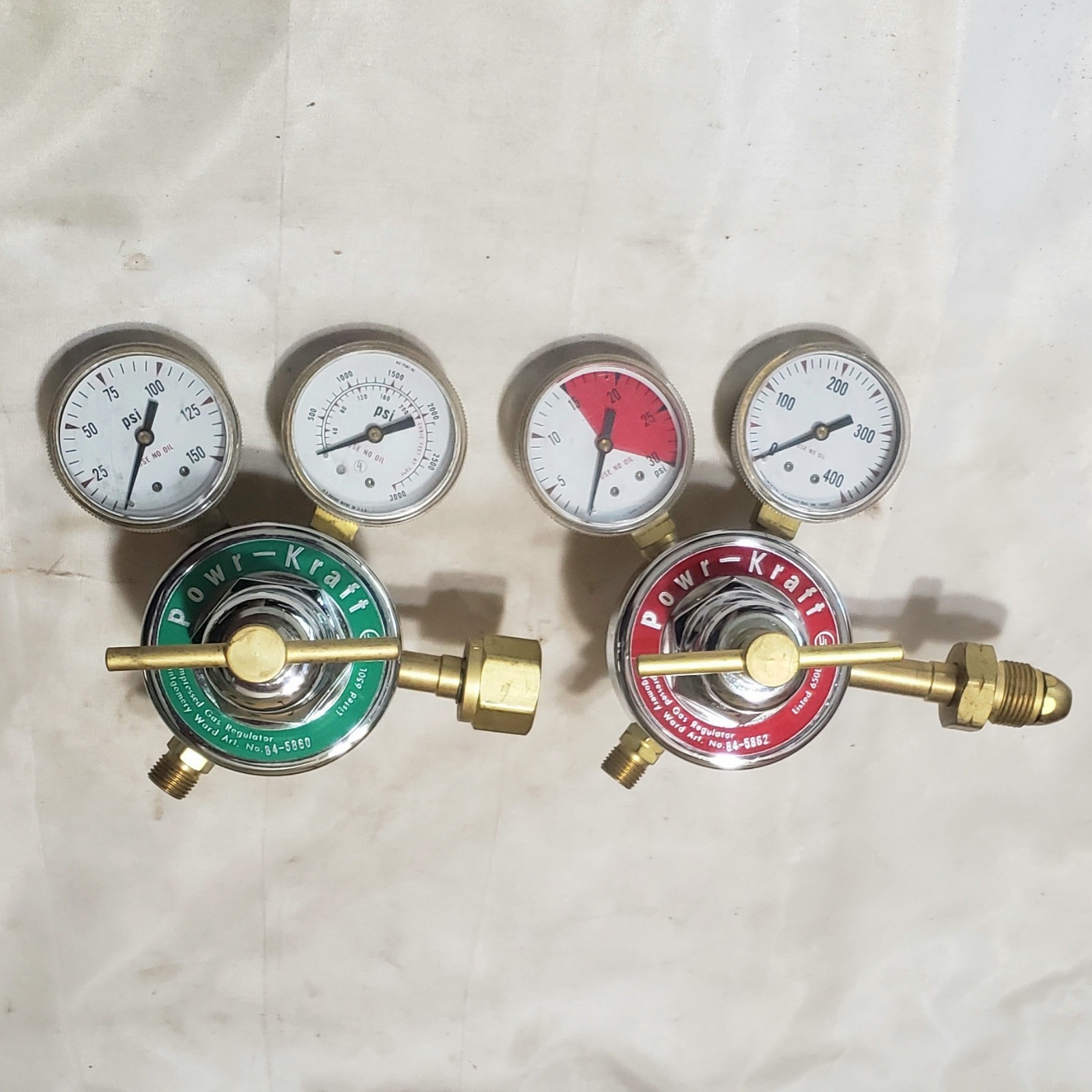 Harris Powr-Kraft Two 2 Stage Regulator Set Oxygen Acetylene For Welding Torch