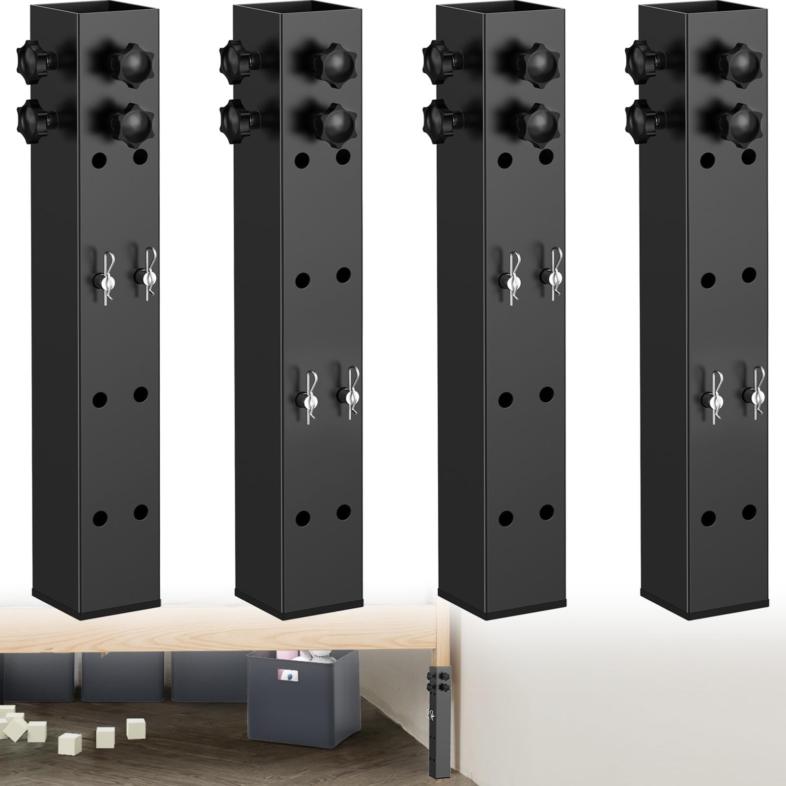 IRENPORU 4 Pack Carbon Steel Dorm Bed Riser 2.3" Diameter Metal Bed Riser for...