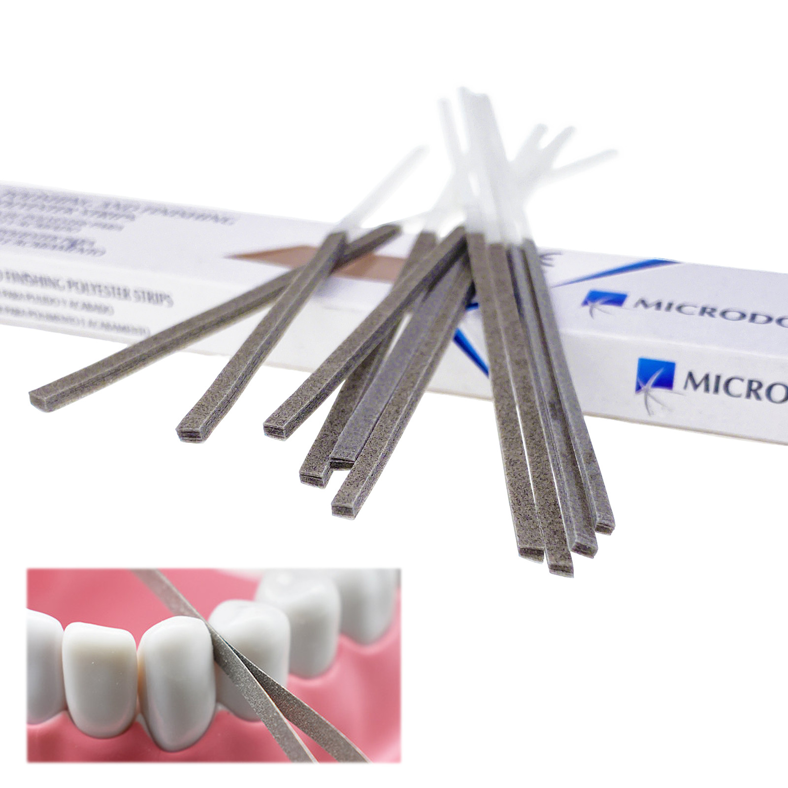 Microdont Dental Polishing Strips Polyester One 2.5 mm Medium/Fine 100 per Box