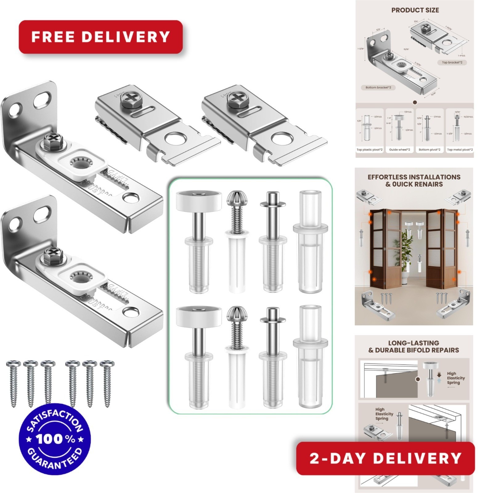 BUDONI Bifold Door Hardware Repair Kit - 2 Pack for Sliding Doors