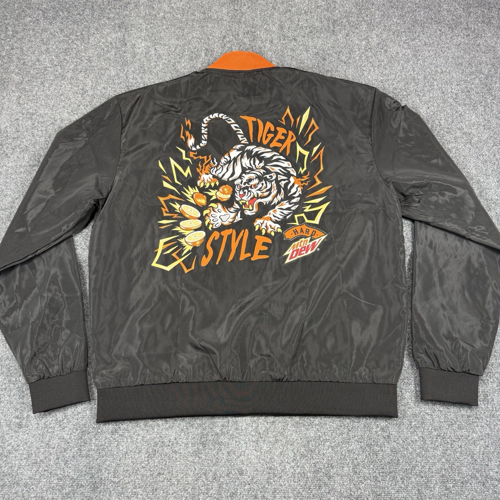 Mountain Dew Satin Jacket Mens 3XL Black Hard Tiger Style Coaches Varsity NEW