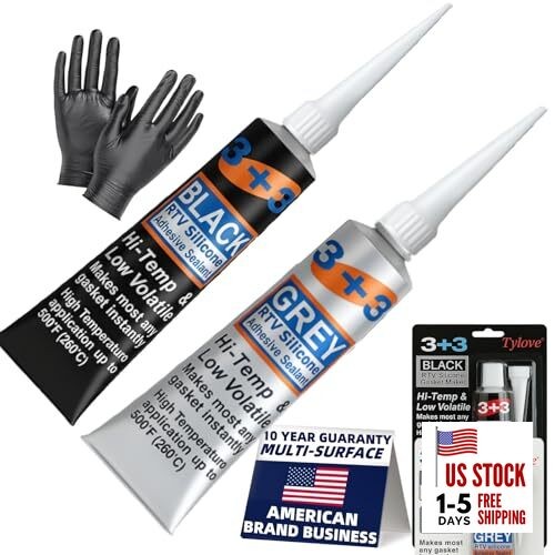 RTV Silicone Gasket Maker - High Temp 590°F Oil Resistant, Black - Black+Grey